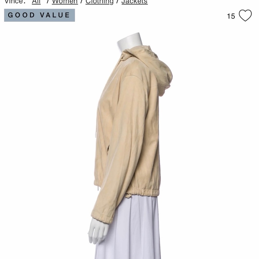 Vince Women's Suede Beige Hooded Utility Jacket-size M - Picture 5 of 16
